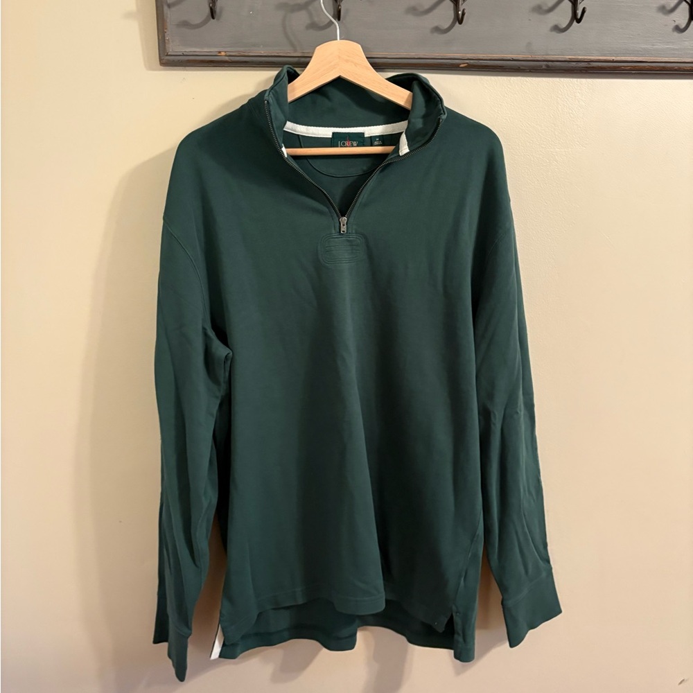 J Crew Men’s Green Quarter Zip Sweatshirt